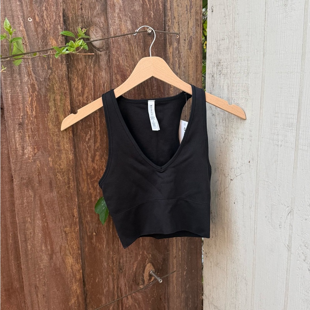 Athleta Black V-Neck Crop Top